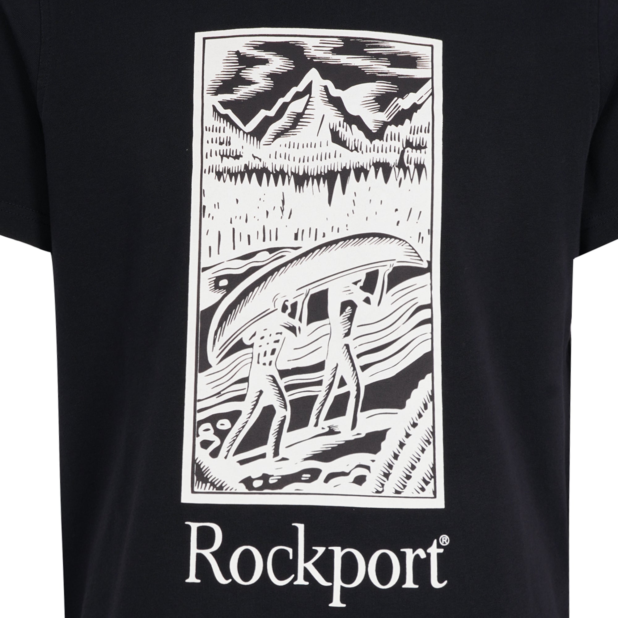 Hampshire Block Print Logo Crew Neck T-Shirt  - Navy