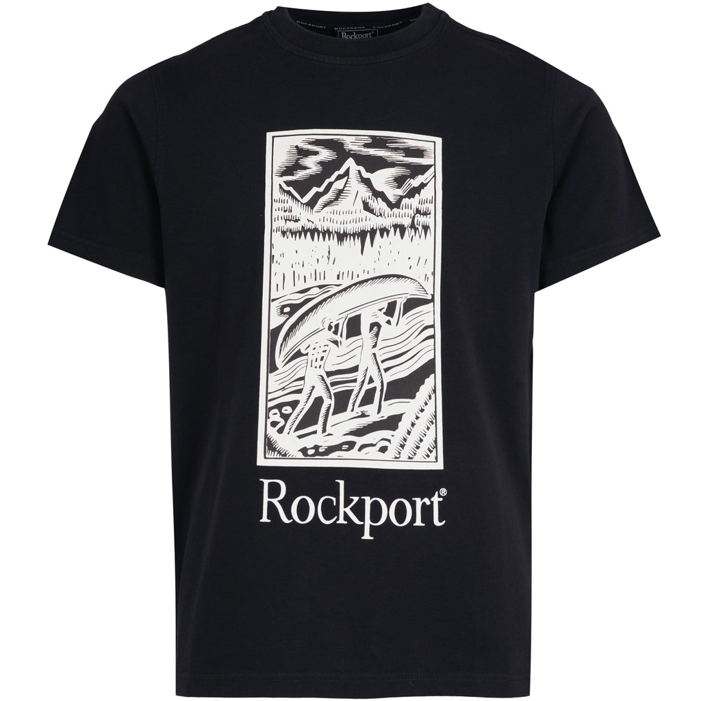 Rockport Archive Hampshire Block Print Logo Crew Neck T-Shirt  - Navy