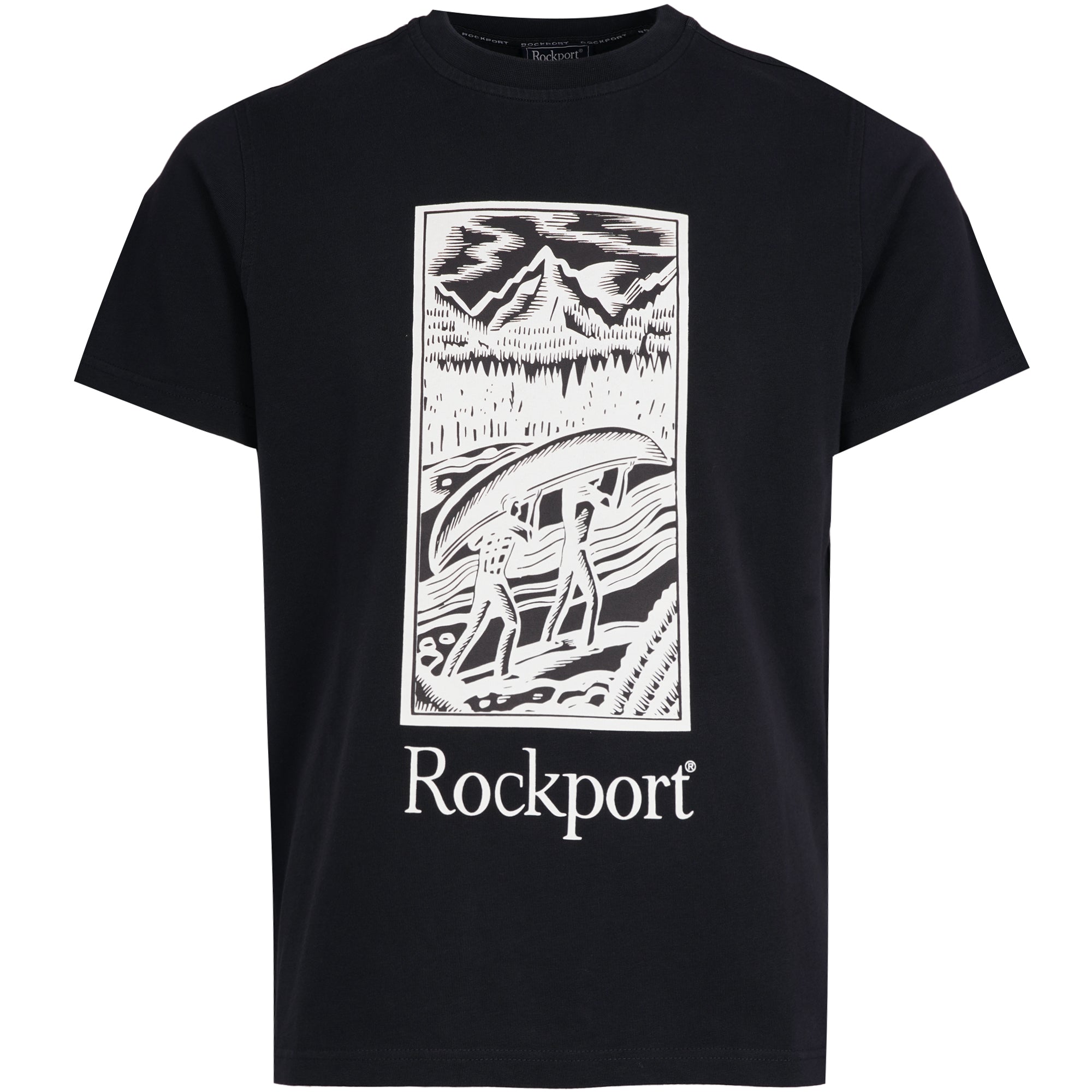 Hampshire Block Print Logo Crew Neck T-Shirt  - Navy