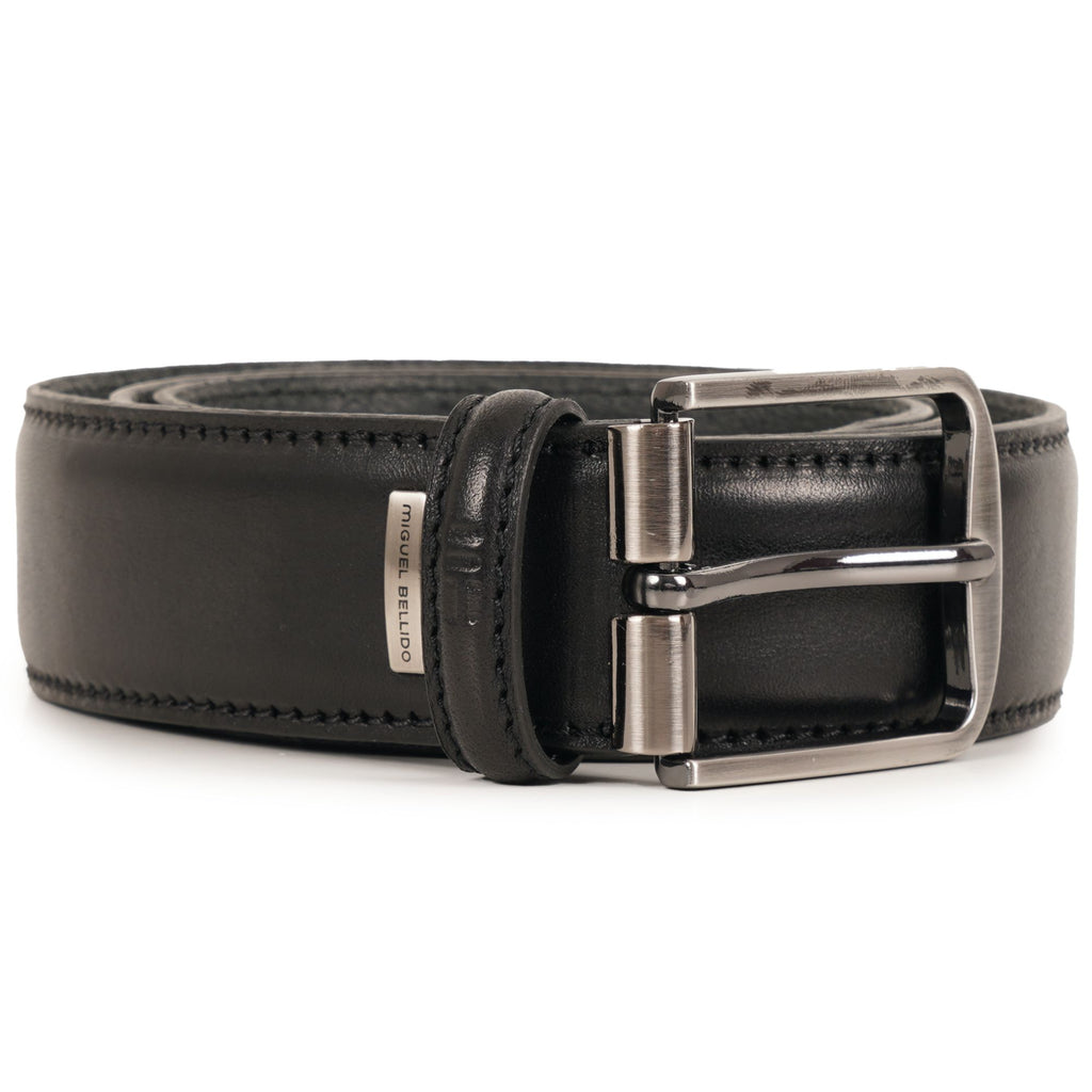 Miguel Bellido Belts Leather Belt - Black Smooth