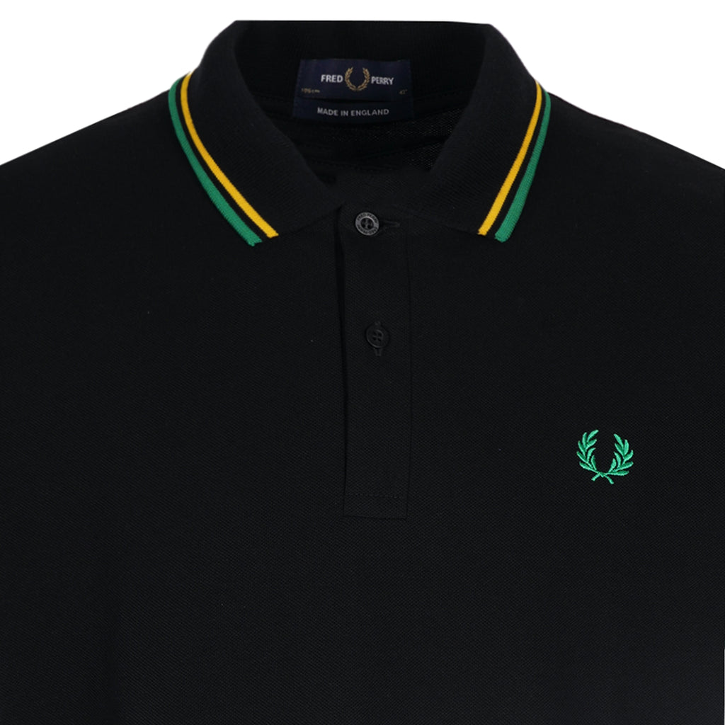 Stuarts x Fred Perry M12 Twin Tipped Polo - Black/Yellow/Green