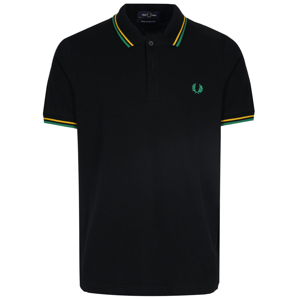 Stuarts x Fred Perry M12 Twin Tipped Polo - Black/Yellow/Green
