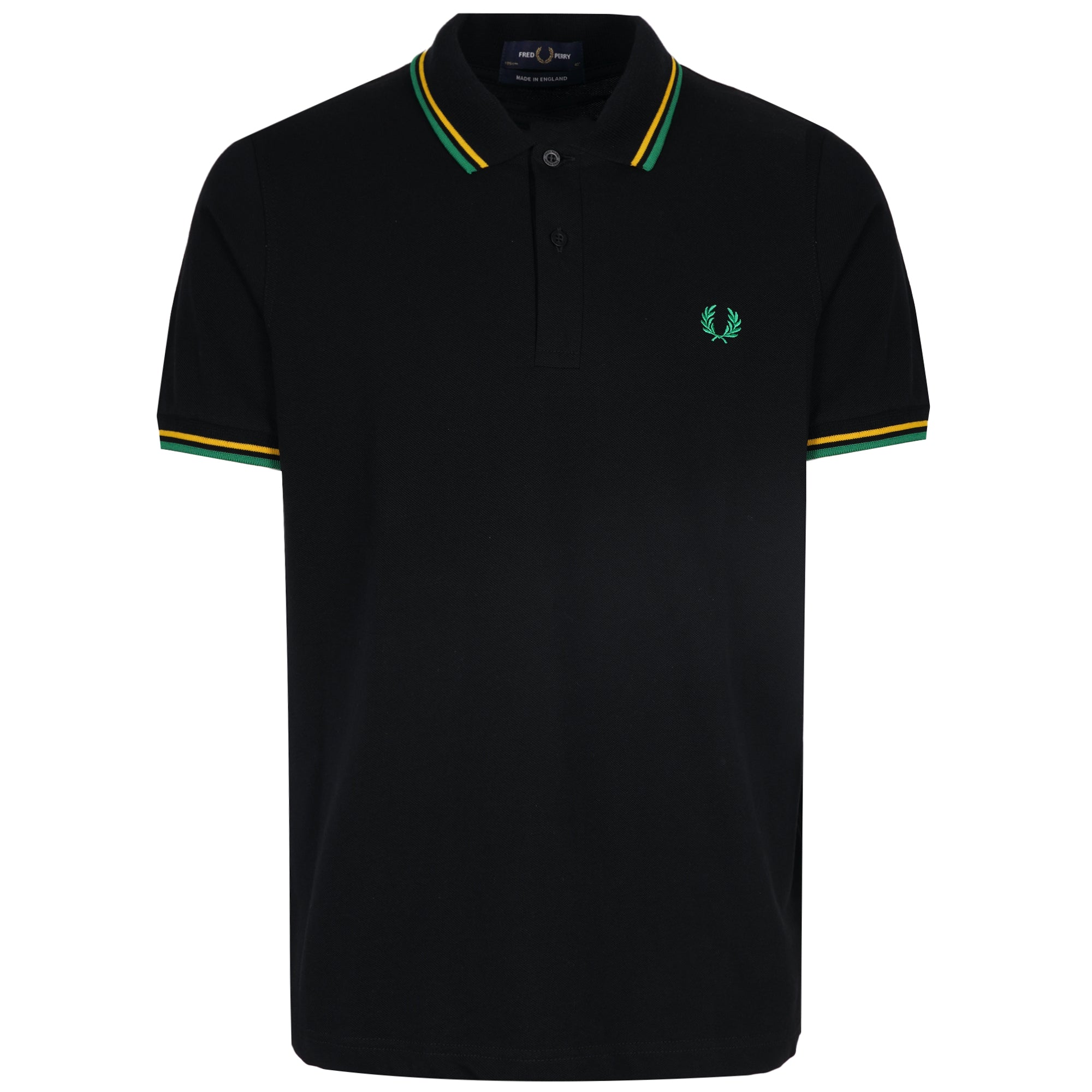 Stuarts x Fred Perry M12 Twin Tipped Polo - Black/Yellow/Green