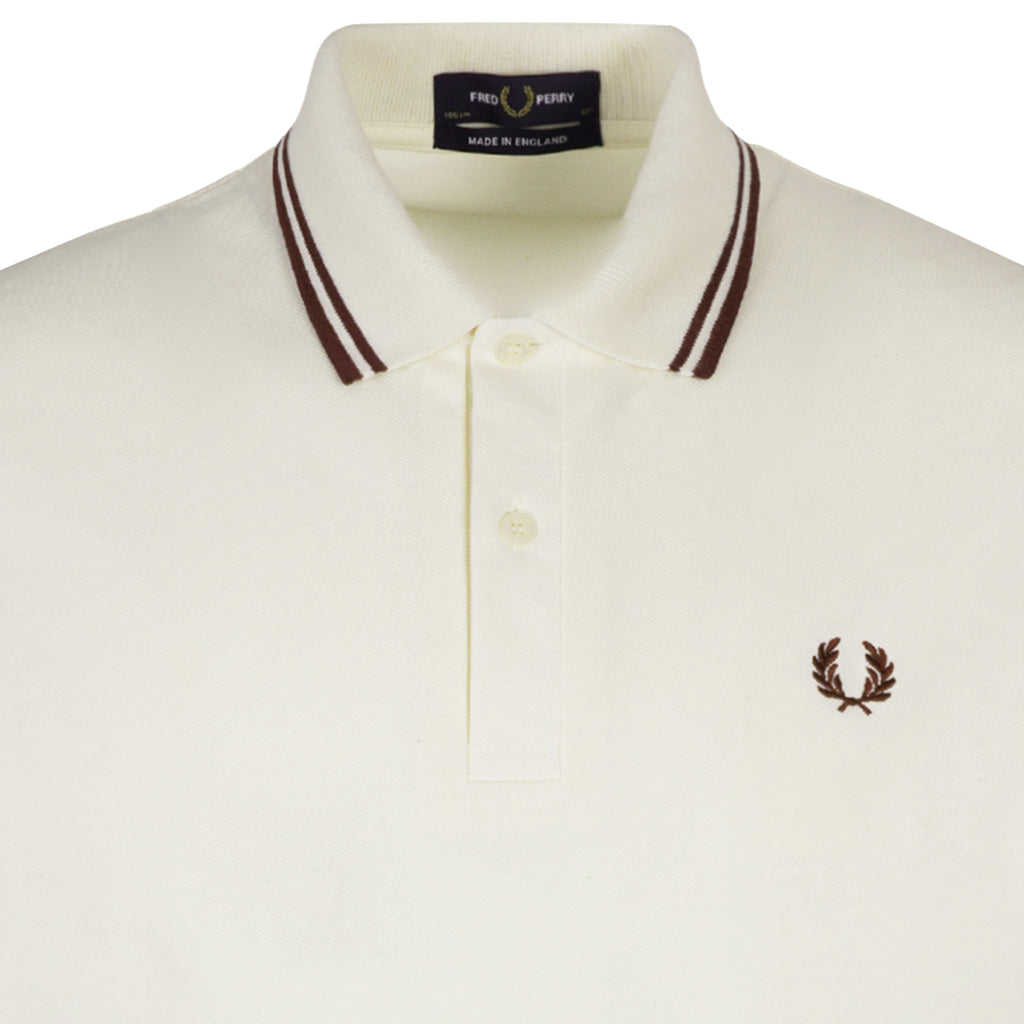Stuarts x Fred Perry M12 Twin Tipped Polo - Buttercream/Merlot