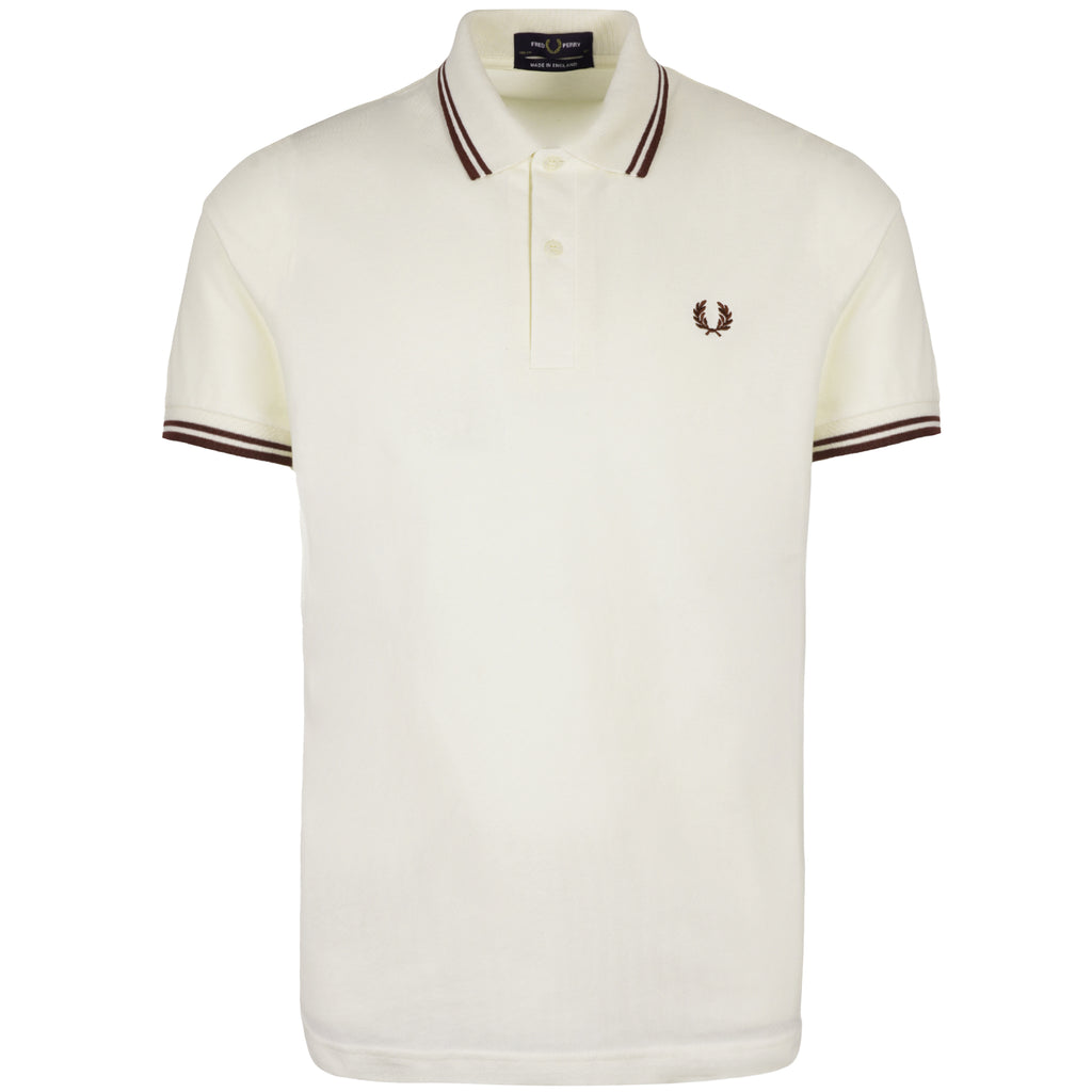 Stuarts x Fred Perry M12 Twin Tipped Polo - Buttercream/Merlot