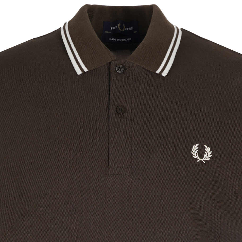 Stuarts x Fred Perry M12 Twin Tipped Polo - Dark Brown/Buttercream