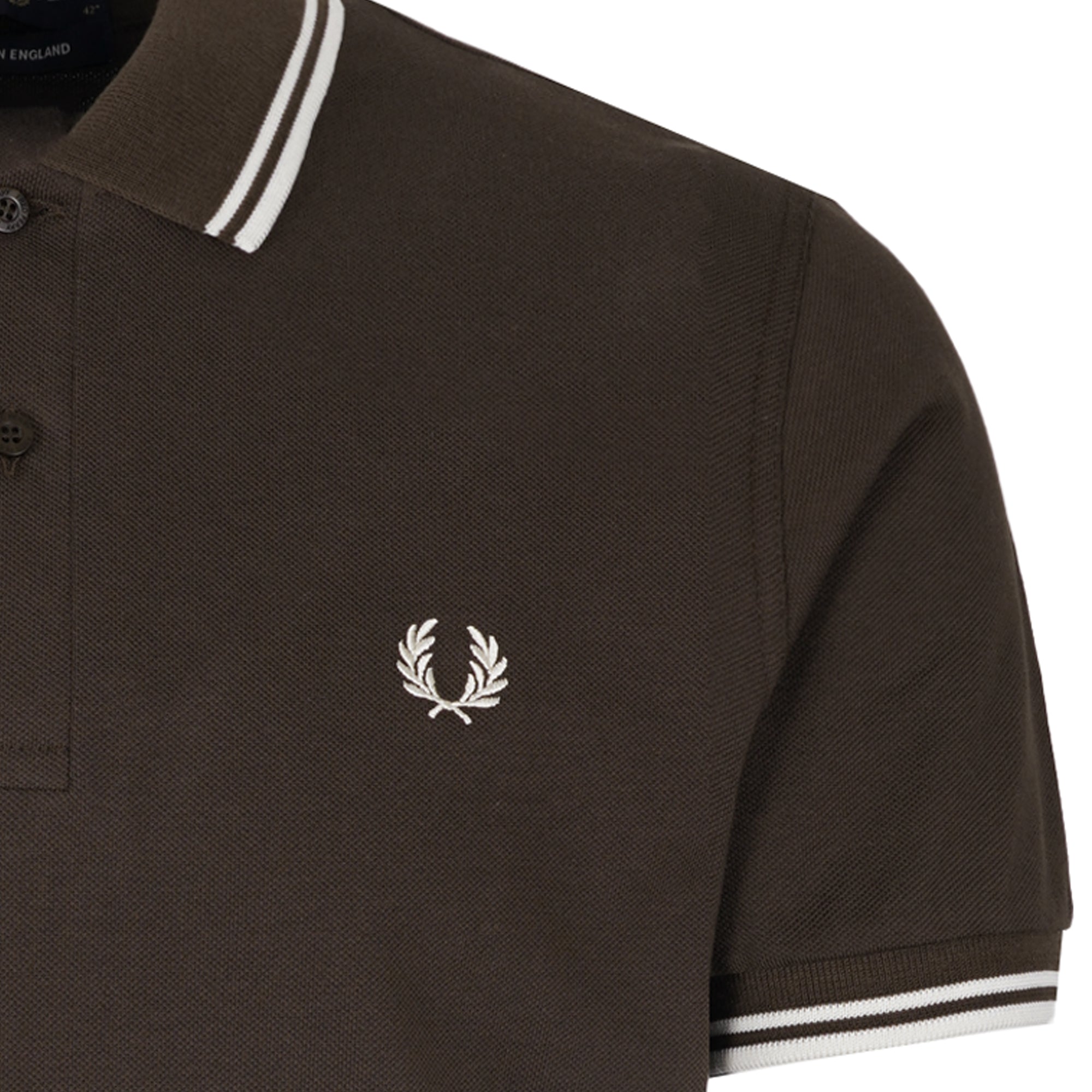 Stuarts x Fred Perry M12 Twin Tipped Polo - Dark Brown/Buttercream