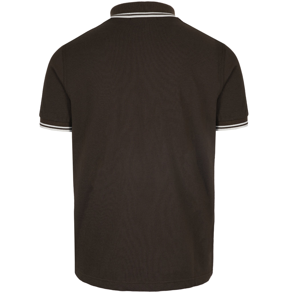 Stuarts x Fred Perry M12 Twin Tipped Polo - Dark Brown/Buttercream