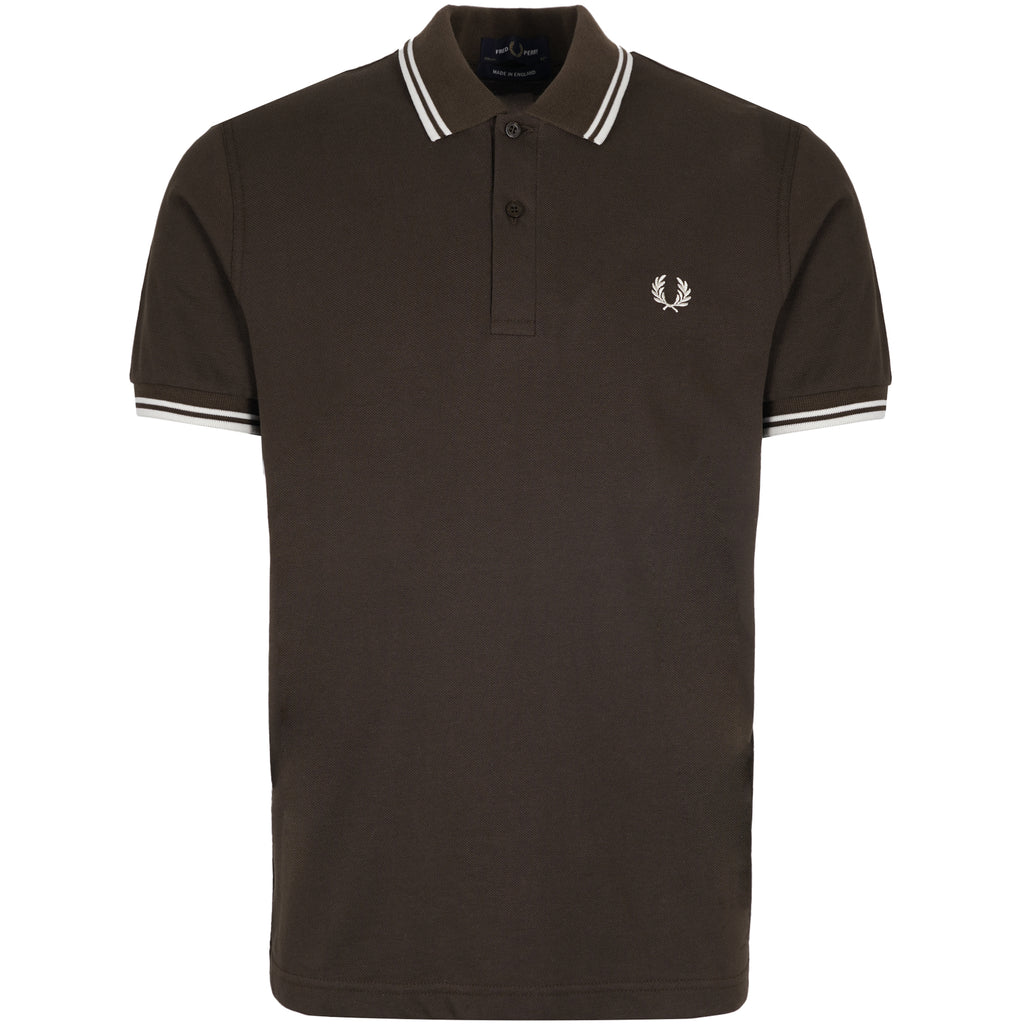 Stuarts x Fred Perry M12 Twin Tipped Polo - Dark Brown/Buttercream