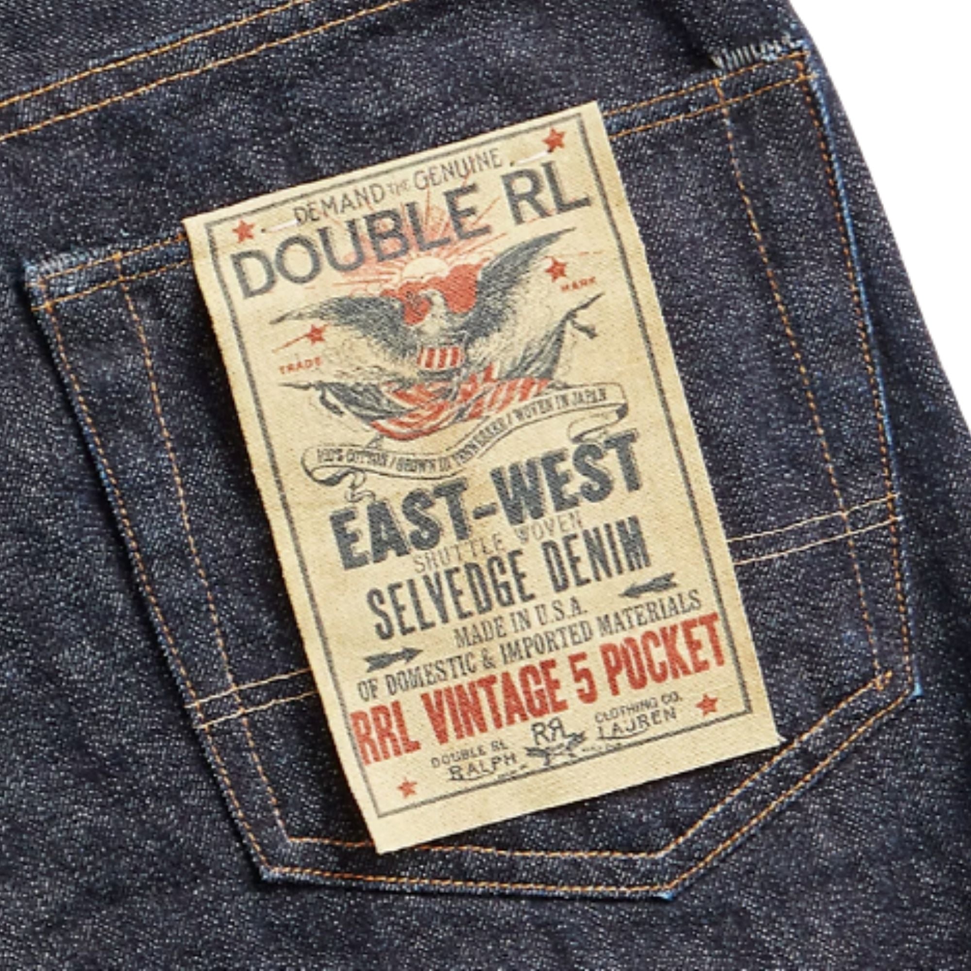 RRL by Ralph Lauren Vintage 5-Pocket East-West Selvedge Jean - Blue
