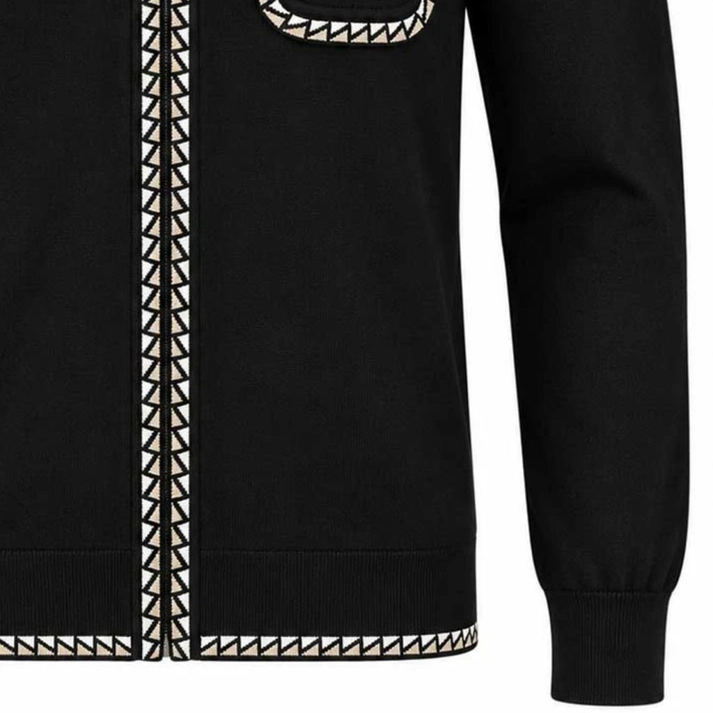 Gabicci Vintage Nick Long Sleeve Zip Thru Knit - Black