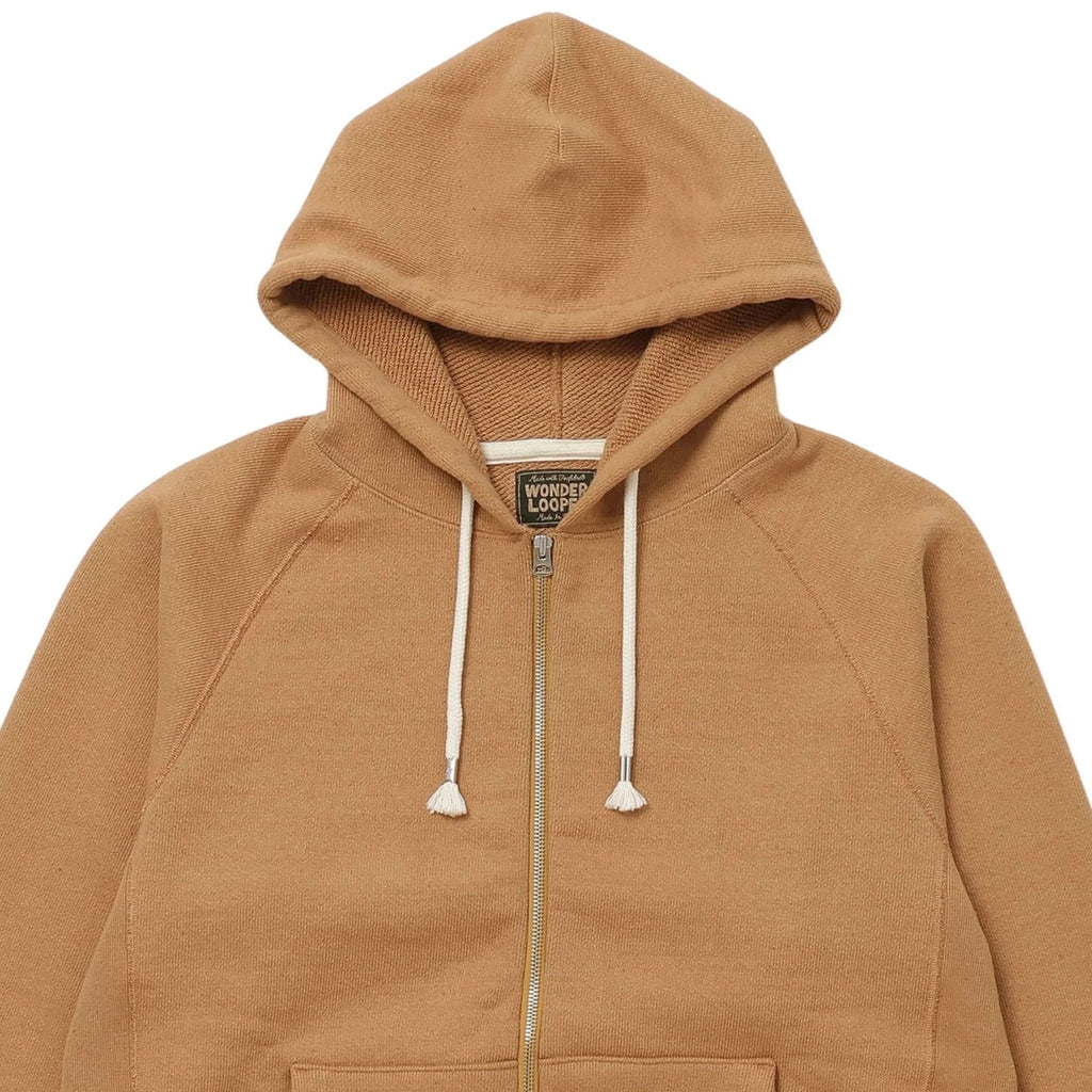 Wonder Looper Double Heavyweight French Terry Foxfibre Zip Hoodie - Brown
