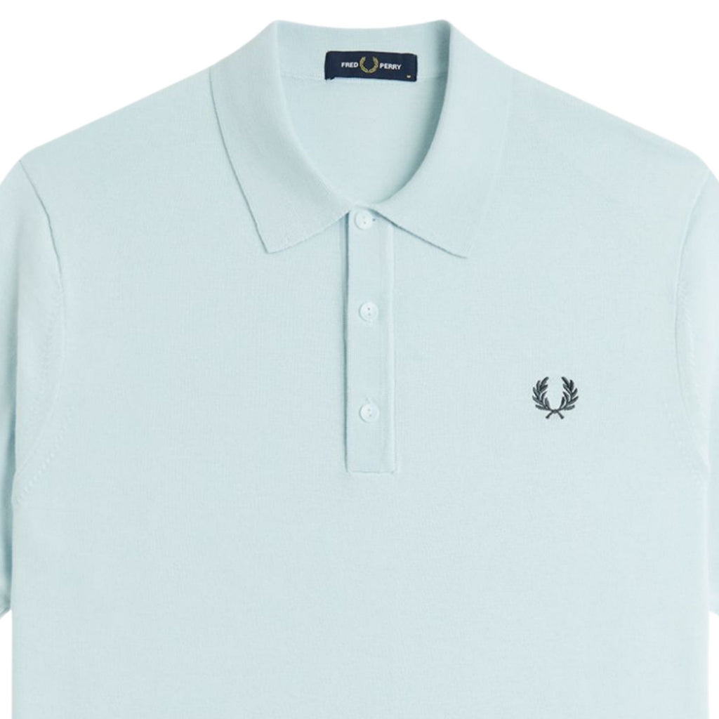 Fred Perry Cotton Knitted Shirt - Light Ice