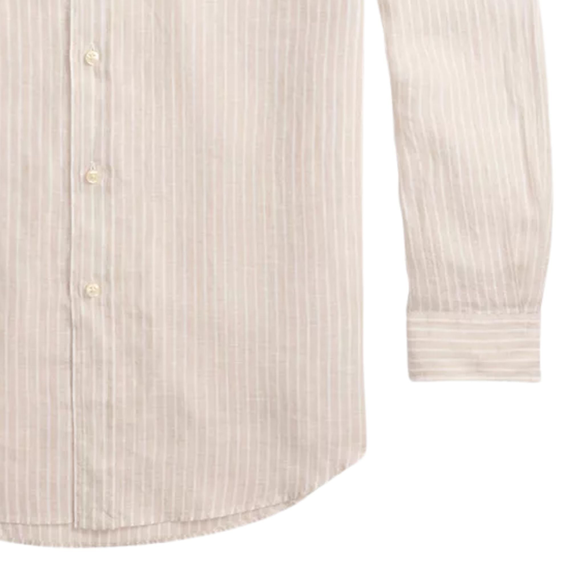 Custom Fit Striped Linen Shirt - Beige