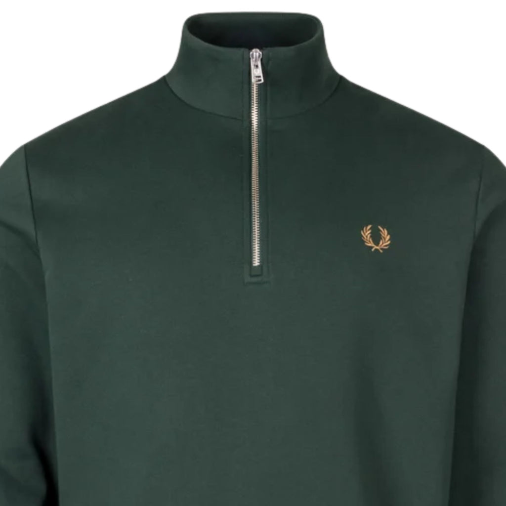 Fred Perry Half Zip Sweatshirt - Grassroots/Ecru/Bronze