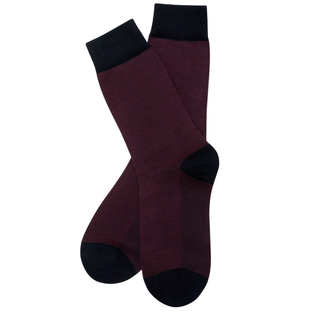 Stuarts London Brian Oak Birds Eye Patterned Socks - Maroon