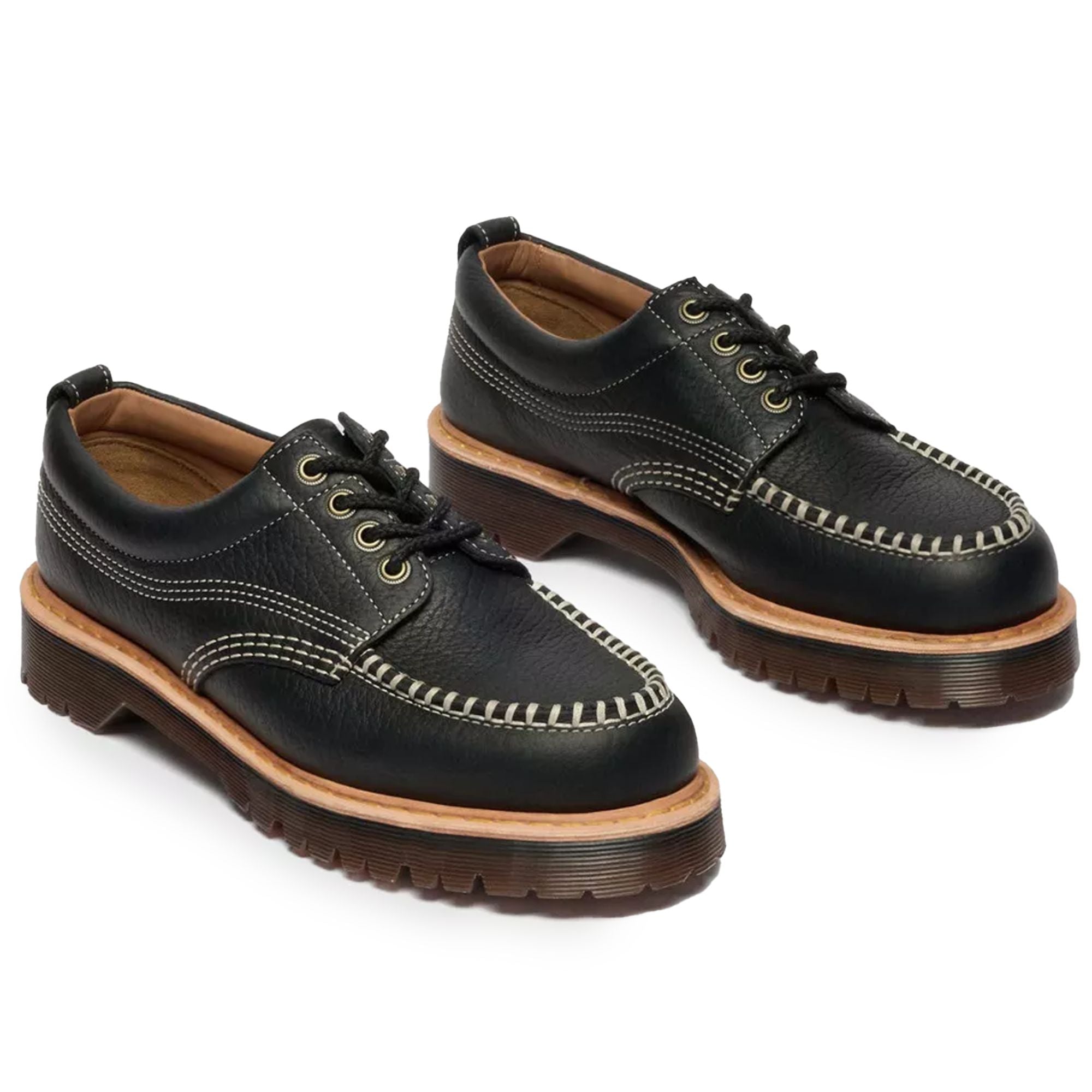 Lowell Wild Grain Leather Moc Toe - Black
