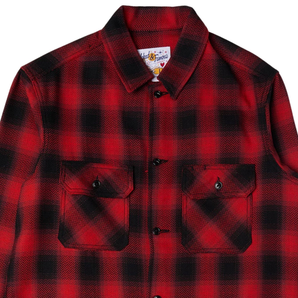 Naked and Famous Denim Trippy Ombre Plaid Work Shirt - Red