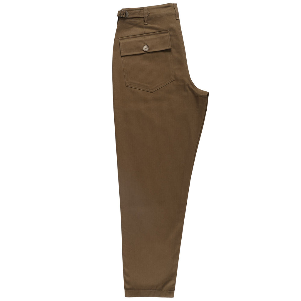 Real Hoxton Fatigue Pants - Herringbone Saddle Brown