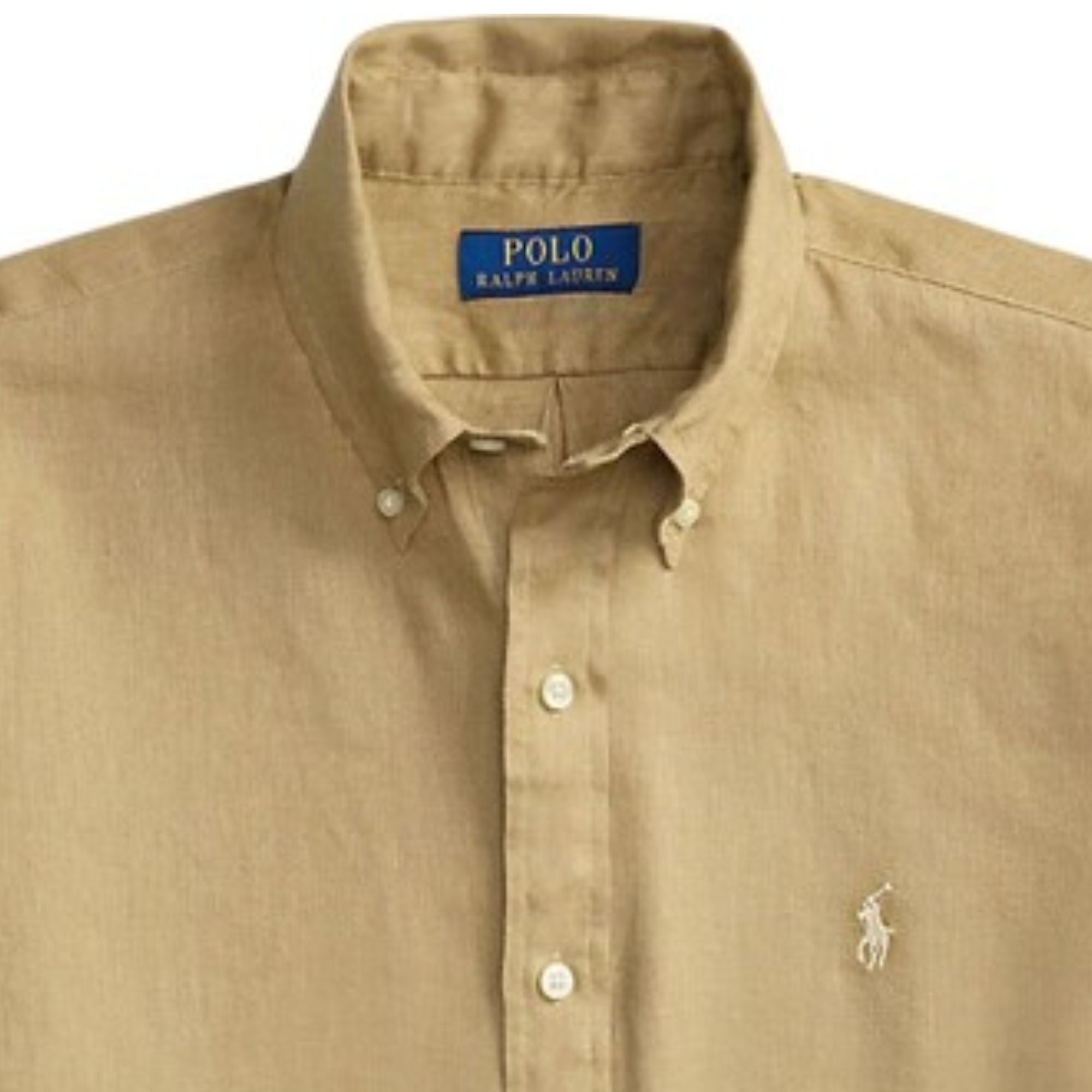 Polo Ralph Lauren Custom Fit Linen Shirt - Tan Stuarts London Polo Ralph Lauren Custom Fit Linen Shirt - Tan Stuarts London