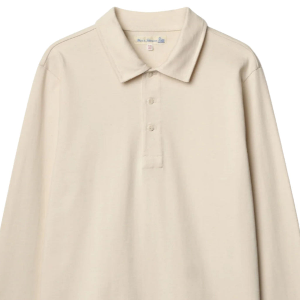 Merz b Schwanen 2MPOLO01LS Mid-Century Machine Refined Fit Polo Longsleeve - Natural