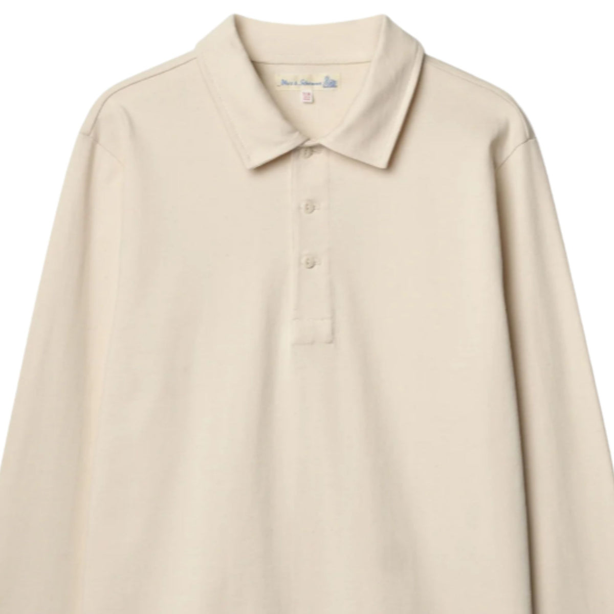 Merz b Schwanen 2MPOLO01LS Mid-Century Machine Refined Fit Polo Longsleeve - Natural