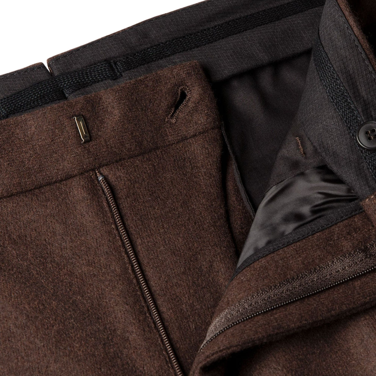 Sunspel Boiled Wool Trousers - Truffle