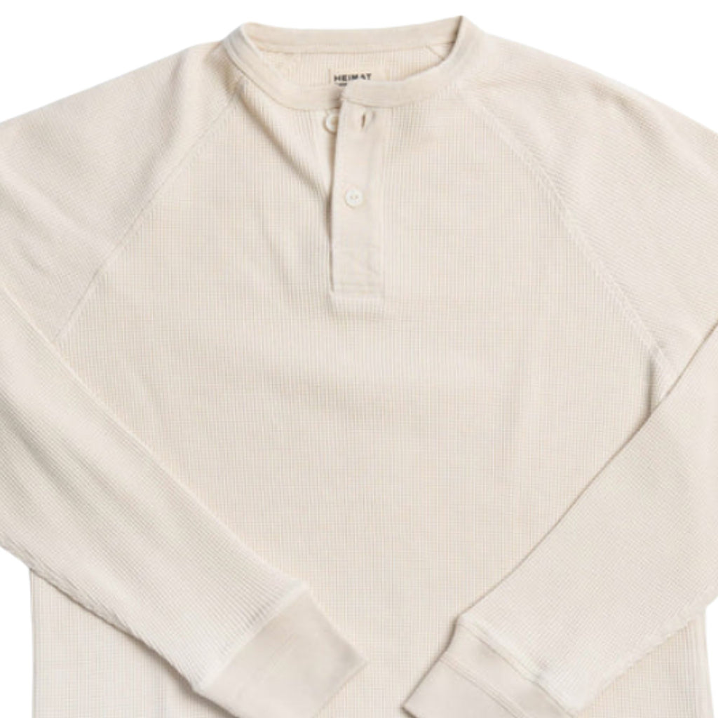 Heimat Henley Cotton Waffle Henley Polo - Seashell