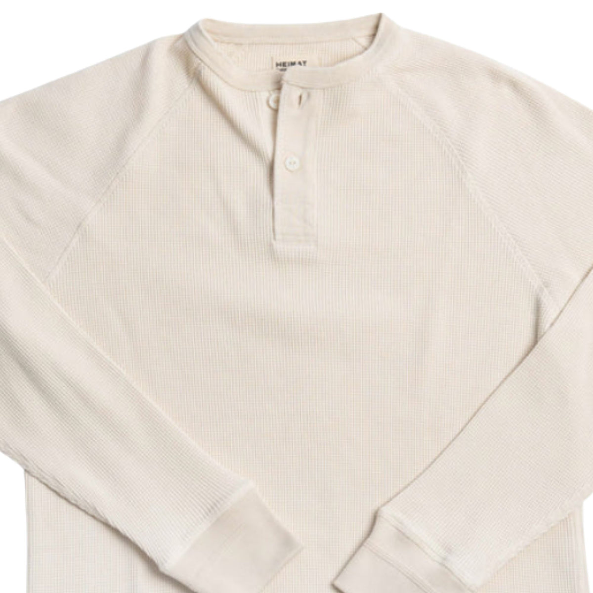 Heimat Henley Cotton Waffle Henley Polo - Seashell