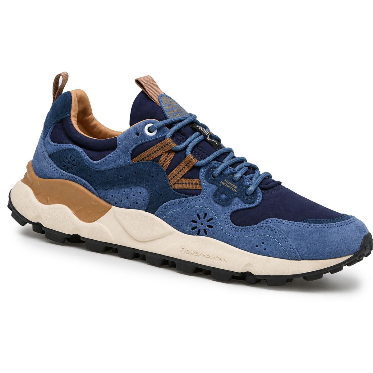 Flower Mountain Yamano 3 Man Trainers - Navy/Blue/Brown