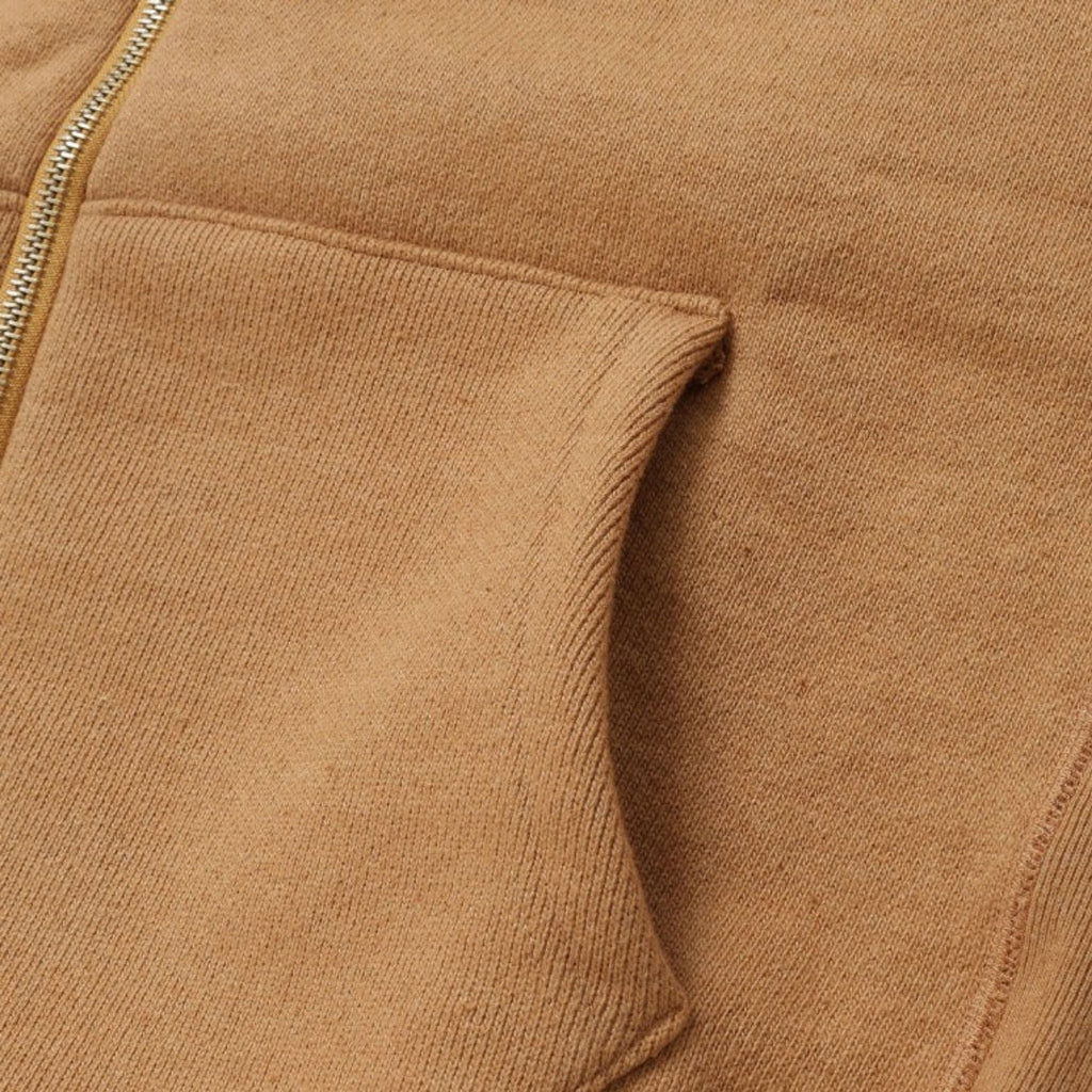 Wonder Looper Double Heavyweight French Terry Foxfibre Zip Hoodie - Brown