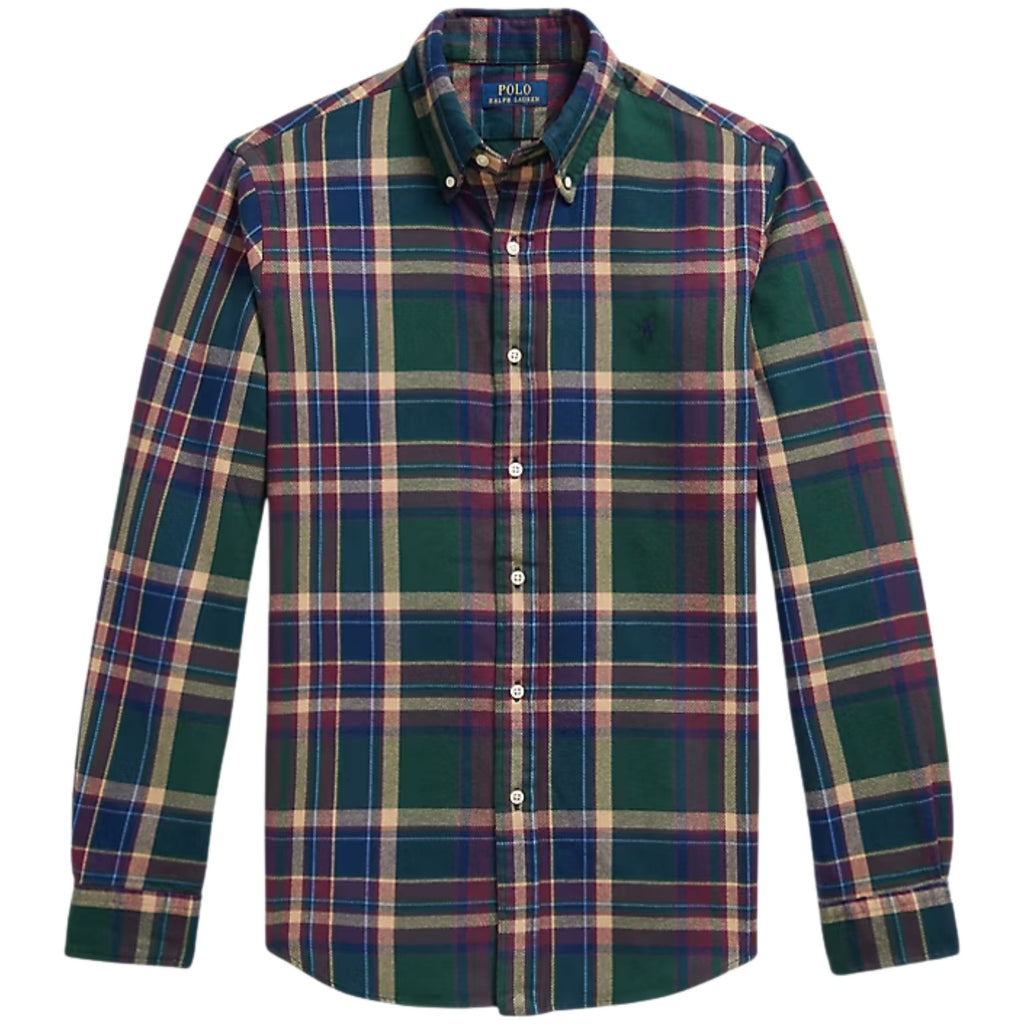 Polo Ralph Lauren Custom Fit Plaid Flannel Shirt - Forest Burgundy Multi