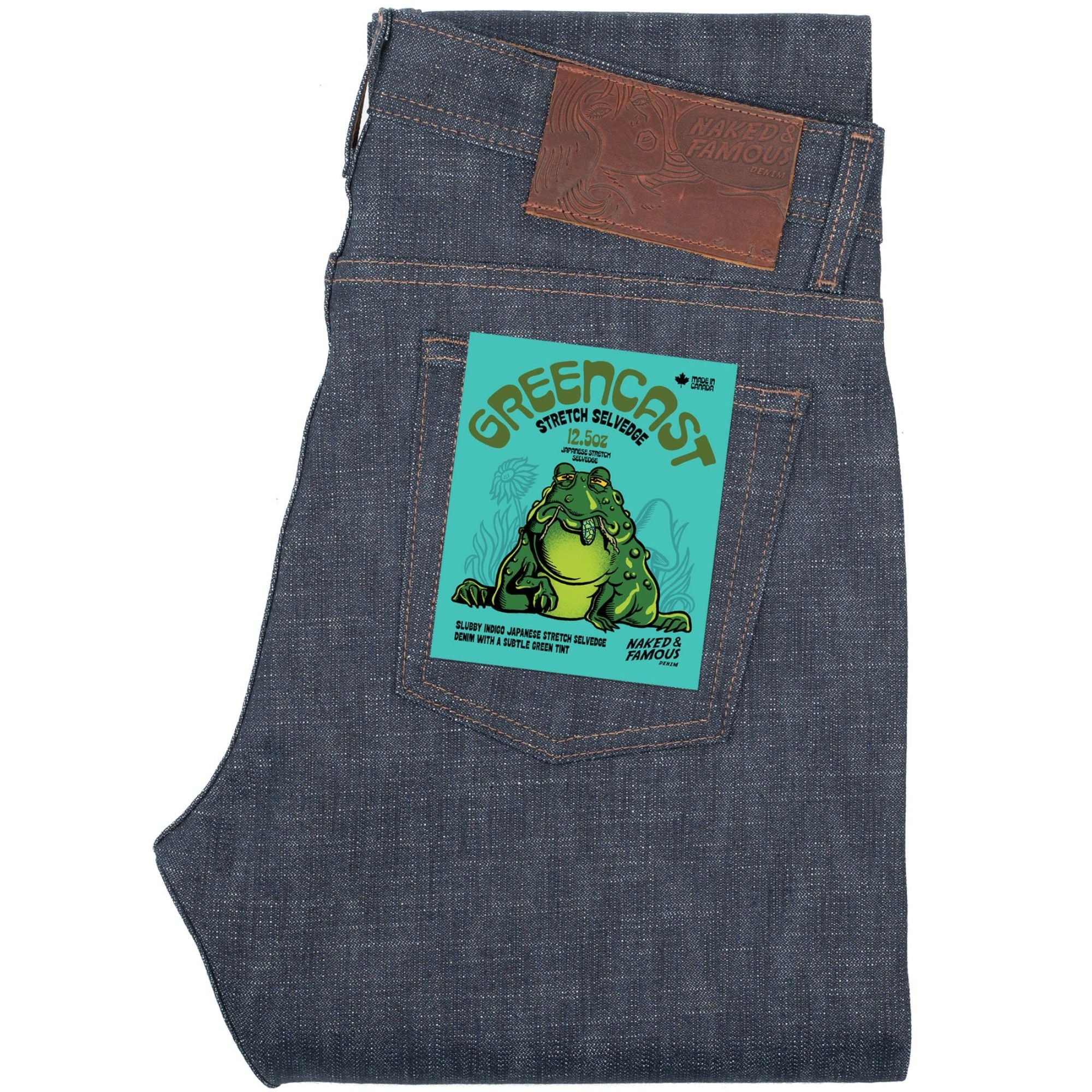 Naked and Famous Denim Weird Guy Greencast Stretch Selvedge