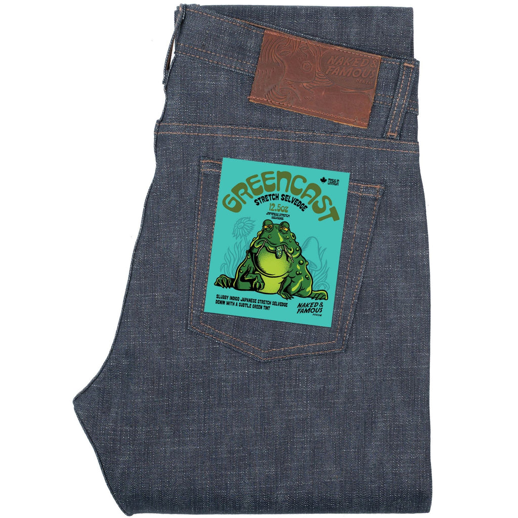Naked and Famous Denim Weird Guy Greencast Stretch Selvedge - Indigo