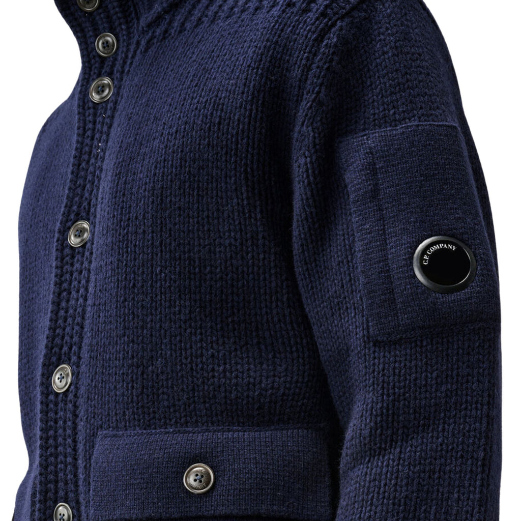 C.P Company Lambswool Lens Button Sweater - Total Eclipse