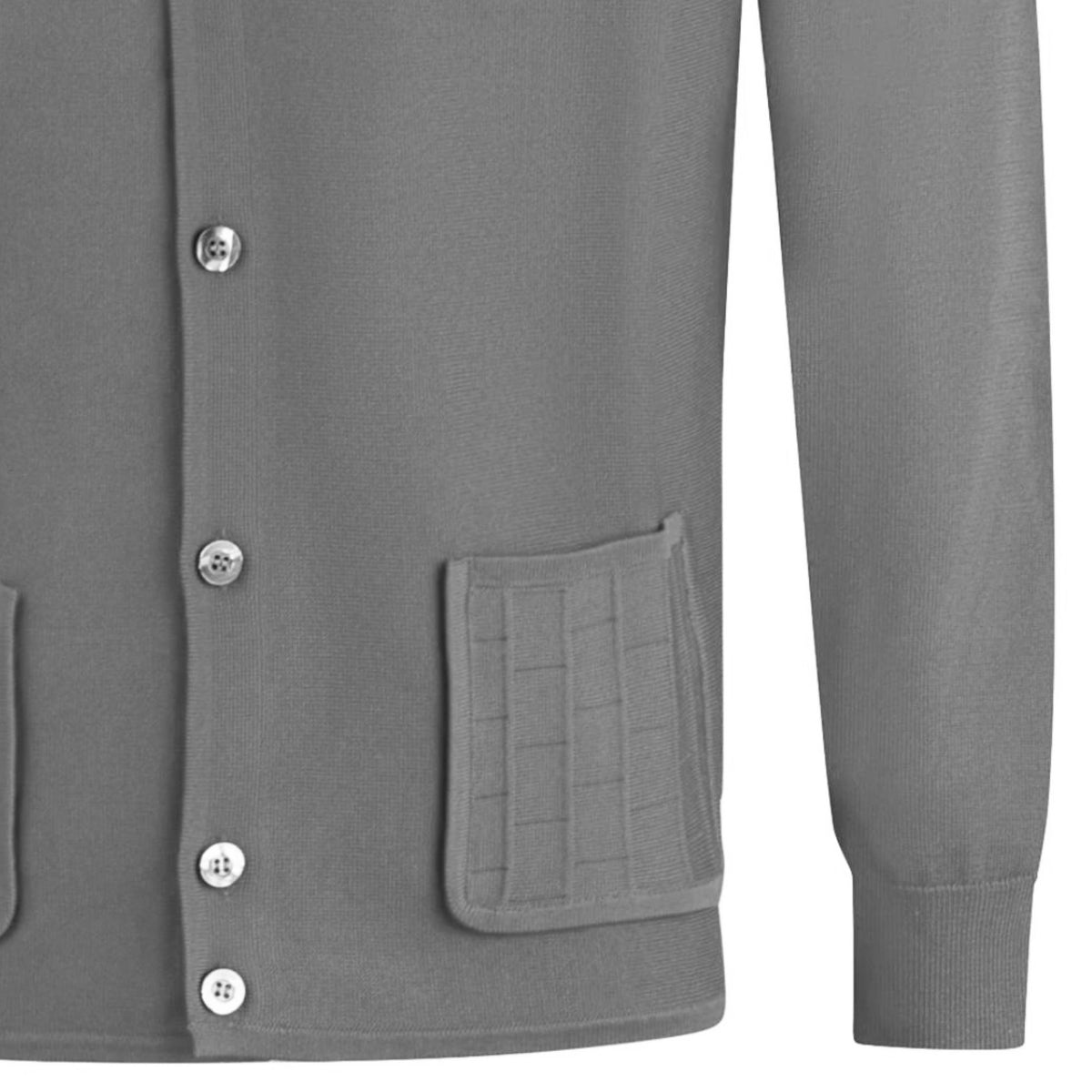 Gabicci Vintage Eddie Long Sleeve Button Thru Knit Polo - Charcoal