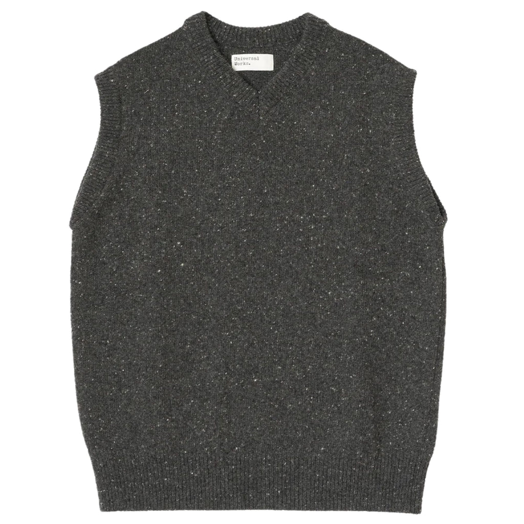 Universal Works Sweater Vest Wool Fleck - Black