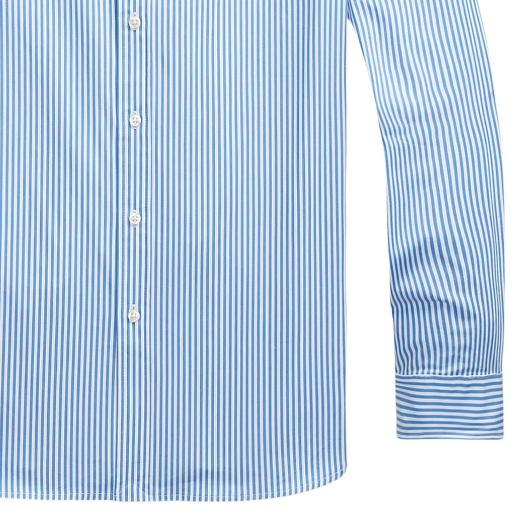 Polo Ralph Lauren Custom Fit Striped Stretch Poplin Shirt - Light Blue/White