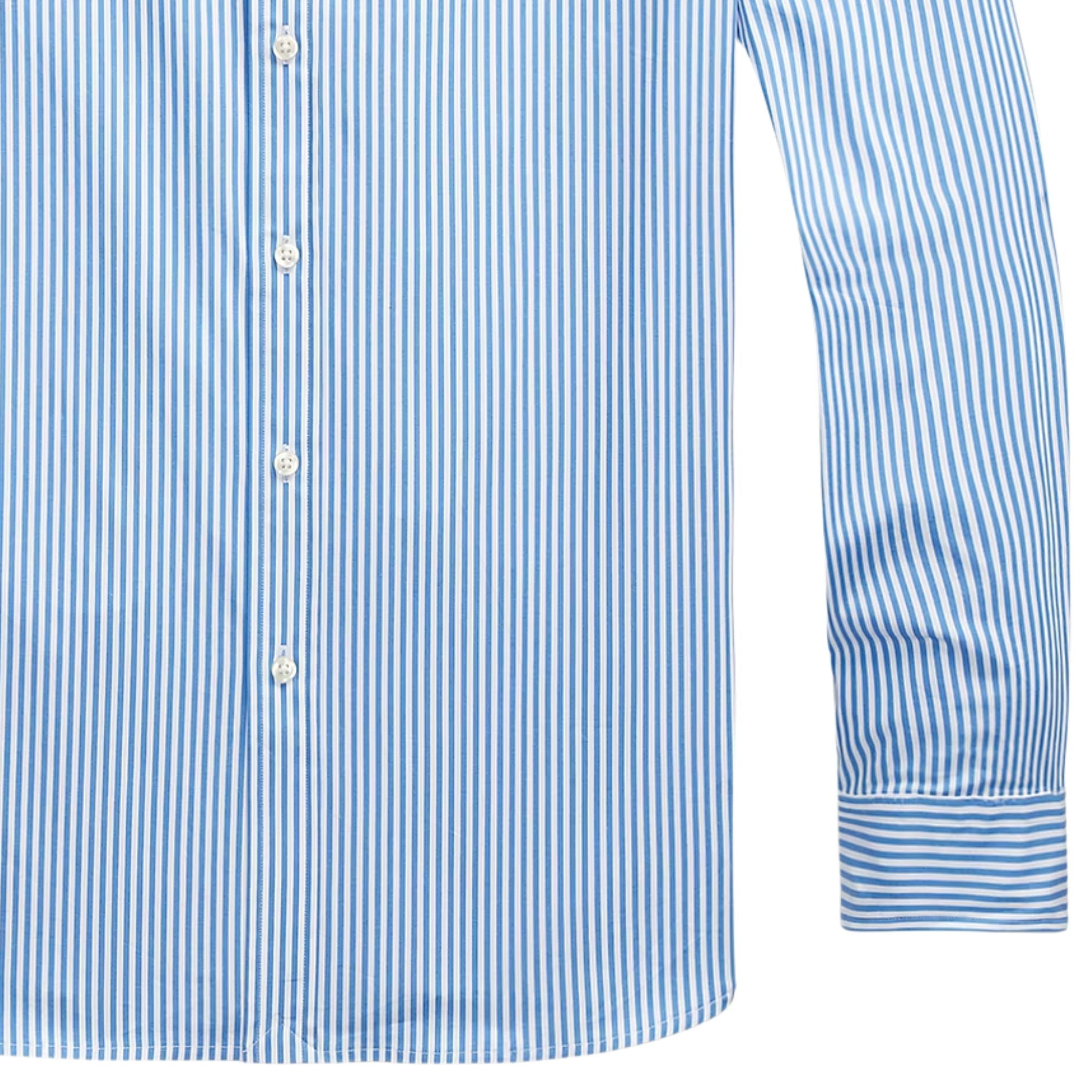 Polo Ralph Lauren Custom Fit Striped Stretch Poplin Shirt - Light Blue/White