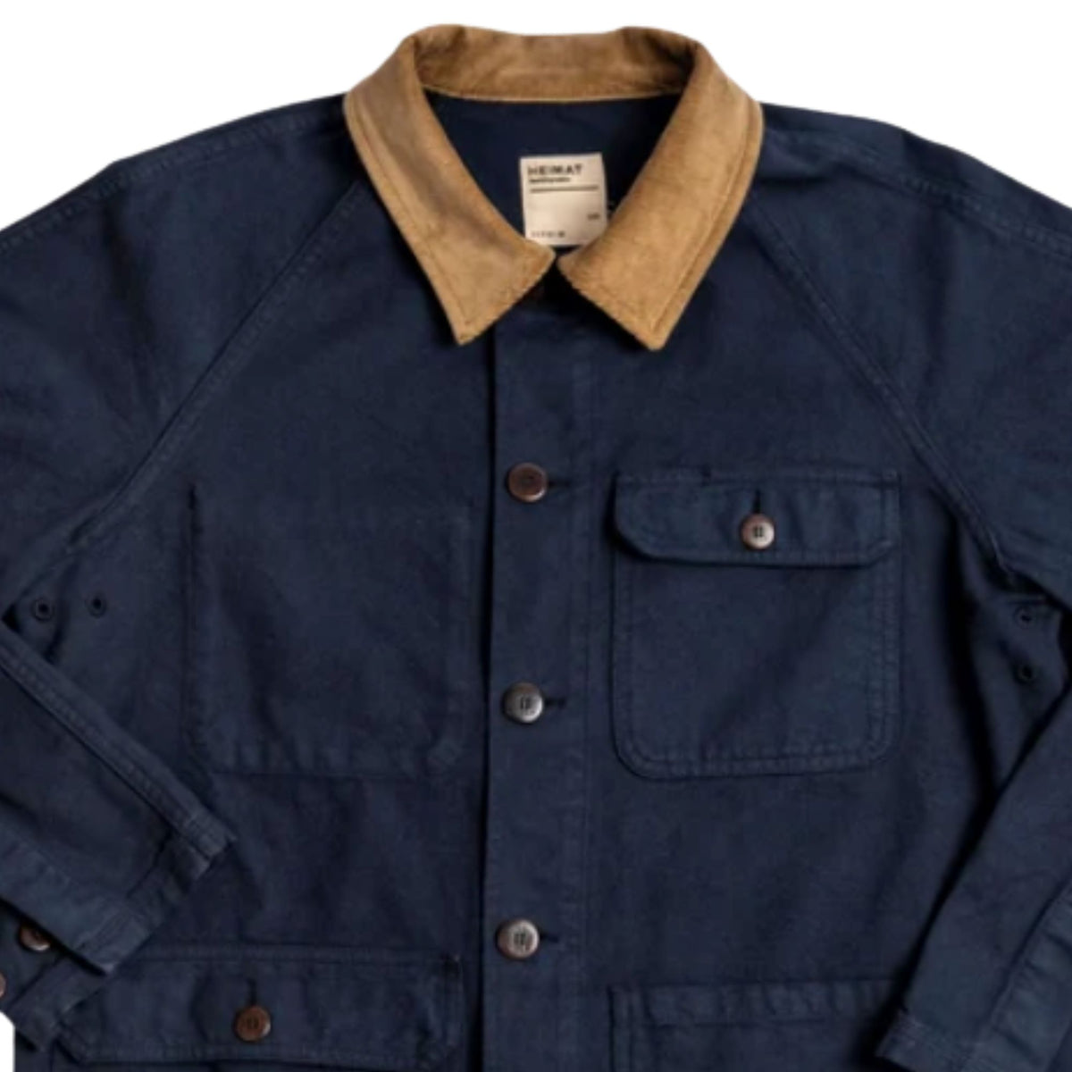 Heimat Cotton Canvas Contrast Collar Journey Coat - Ink