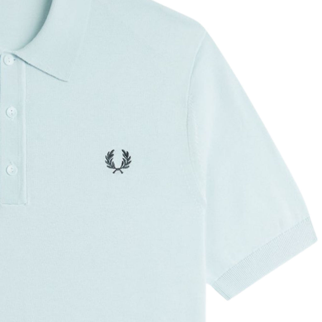 Fred Perry Cotton Knitted Shirt - Light Ice