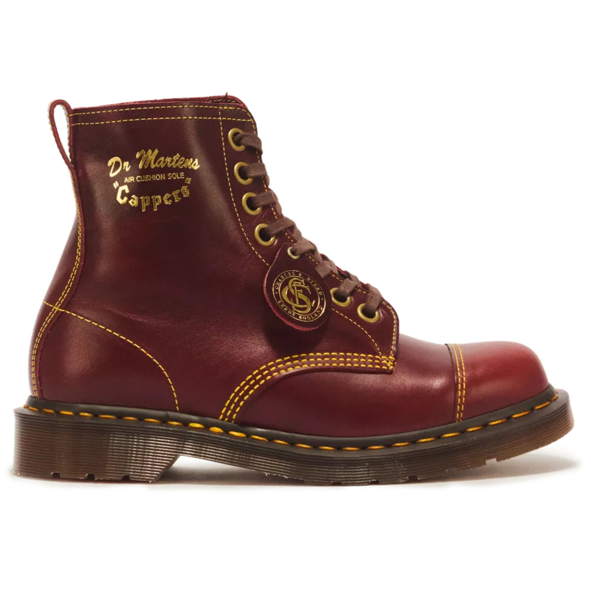 Dr. Martens Made In England 1460 Cappers Classic Calf Leather Lace Up Boots - Burgundy