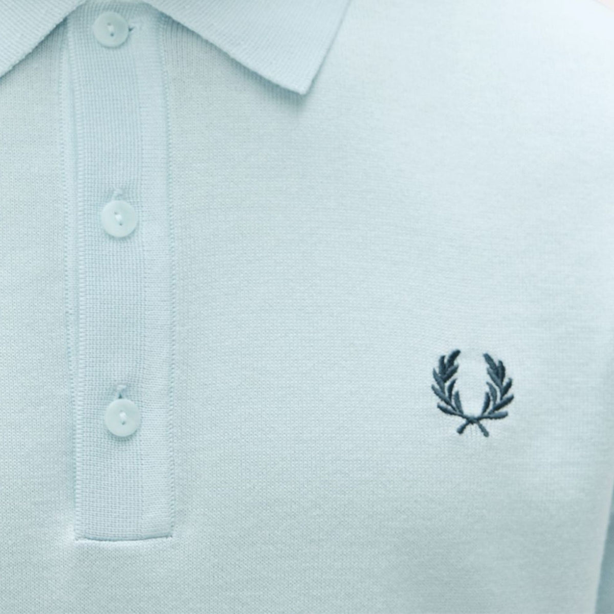 Fred Perry Cotton Knitted Shirt - Light Ice