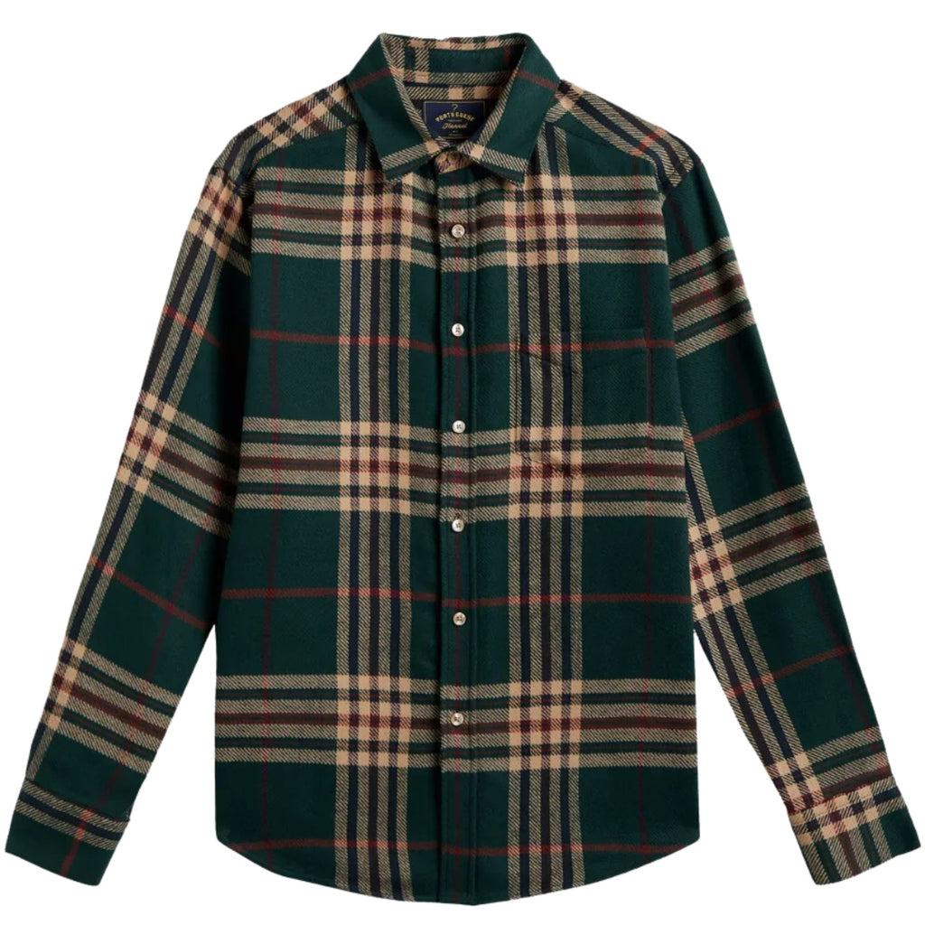 Portuguese Flannel Cervo Shirt - Green/Ecru