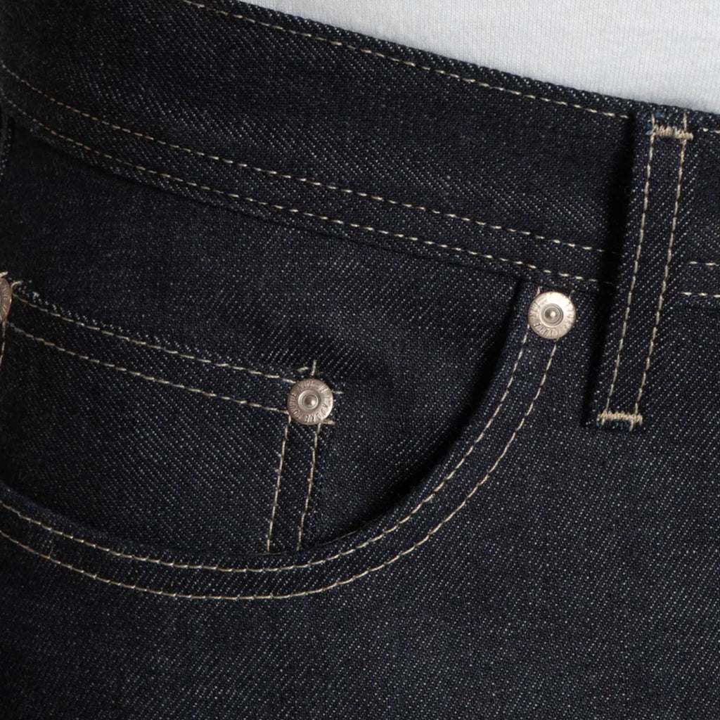 Naked and Famous Denim Weird Guy Fox Fibre Green Weft - Indigo