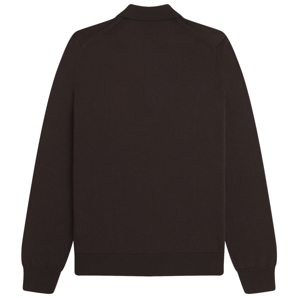 Fred Perry Long Sleeve Knitted Shirt - Rich Brown