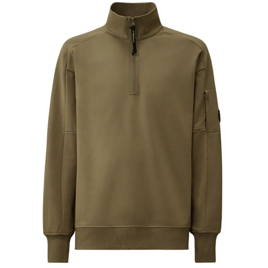C.P. Company Diagonal Raised Fleece Lens Half Zip Sweatshirt - Ermine
