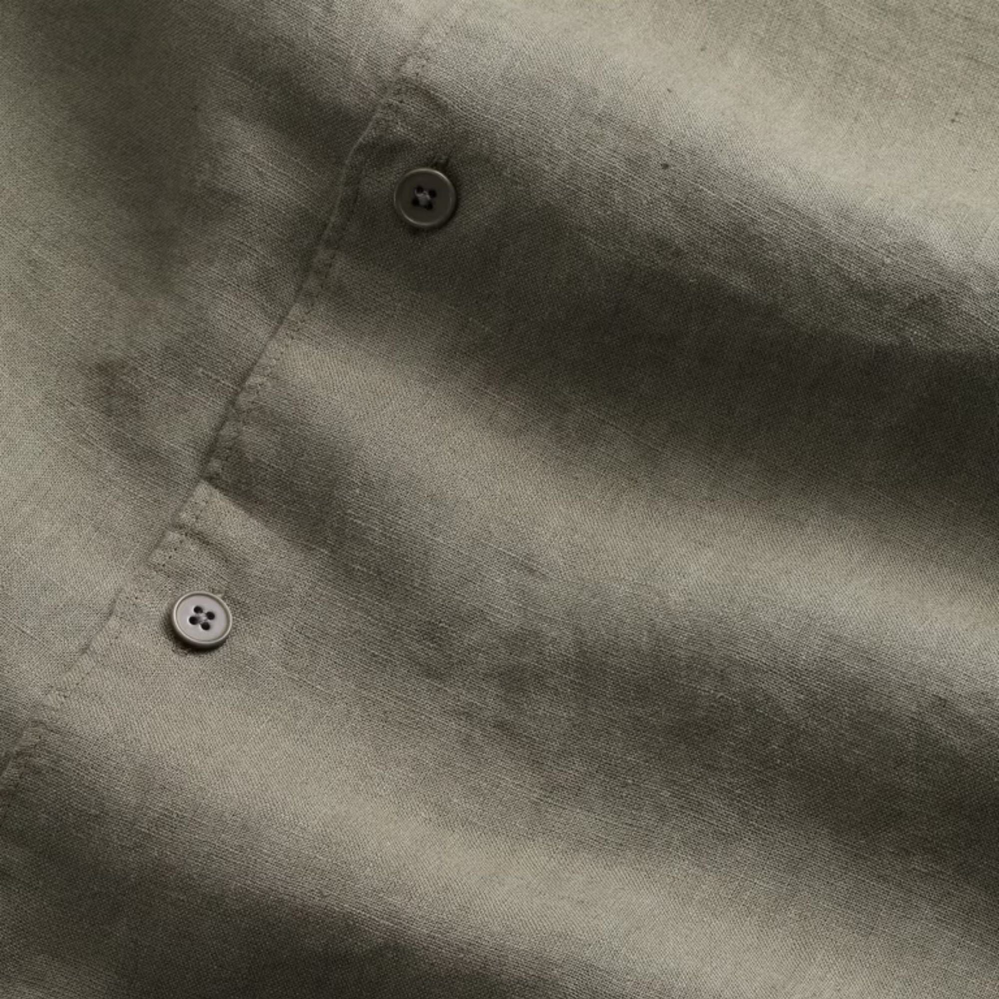 Enzo Classic Collar Linen Shirt - Capers