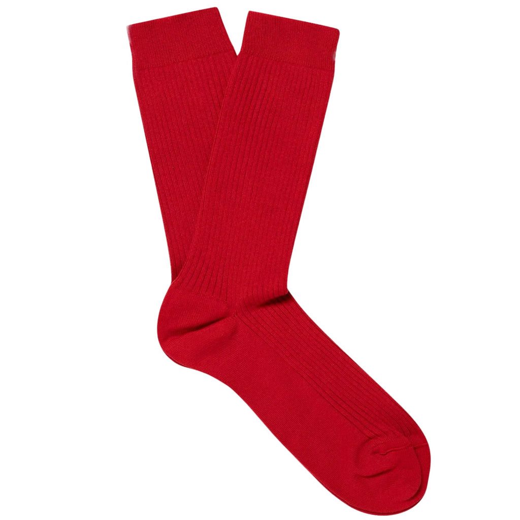 Sunspel Cotton Ribbed Socks - Red
