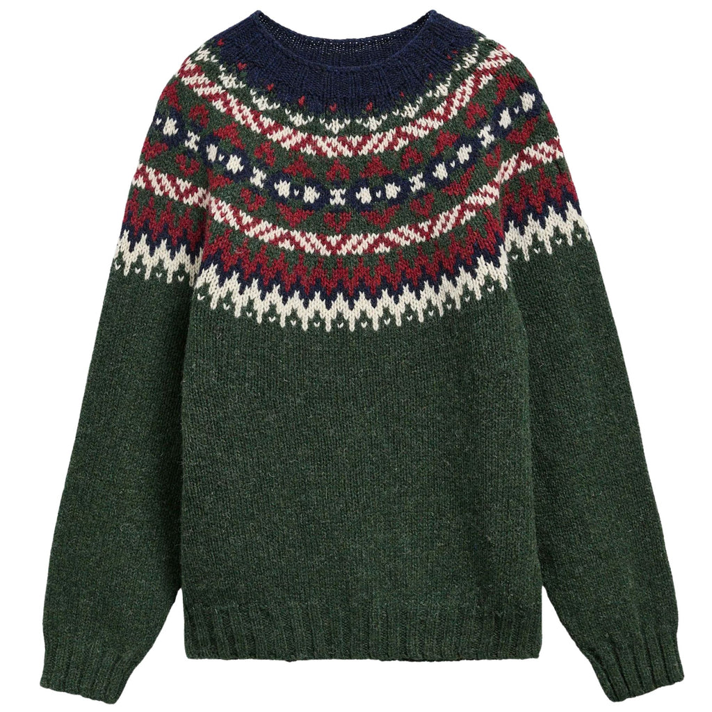 Barbour Scottish Made Fair Isle Crew Neck Jumper - Green